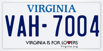 VA license plate VAH7004