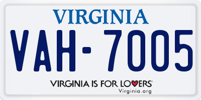 VA license plate VAH7005