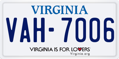 VA license plate VAH7006