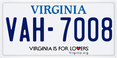 VA license plate VAH7008