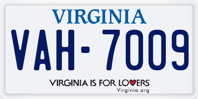VA license plate VAH7009