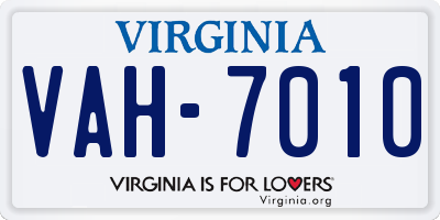 VA license plate VAH7010