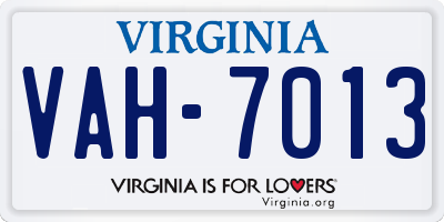 VA license plate VAH7013