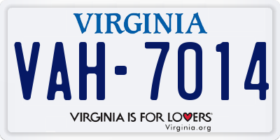 VA license plate VAH7014
