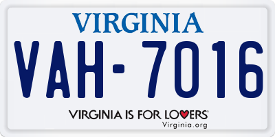 VA license plate VAH7016