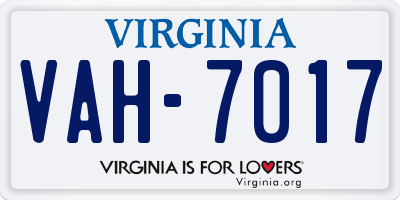 VA license plate VAH7017