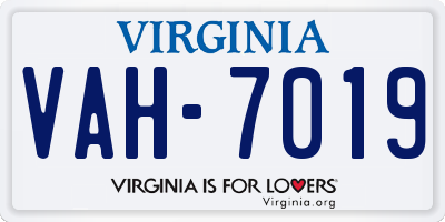 VA license plate VAH7019