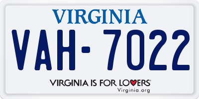 VA license plate VAH7022