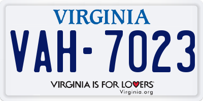 VA license plate VAH7023