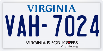 VA license plate VAH7024