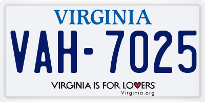 VA license plate VAH7025