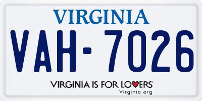 VA license plate VAH7026
