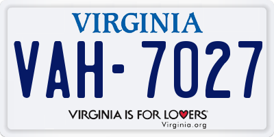 VA license plate VAH7027