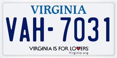 VA license plate VAH7031