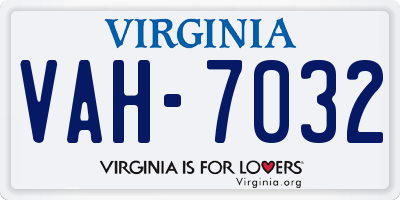 VA license plate VAH7032