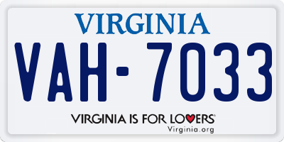 VA license plate VAH7033
