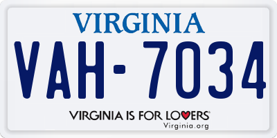VA license plate VAH7034