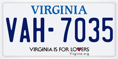 VA license plate VAH7035