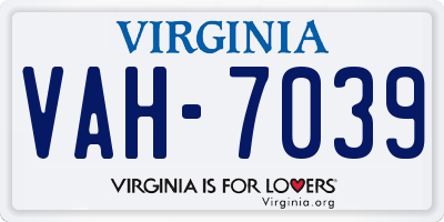 VA license plate VAH7039