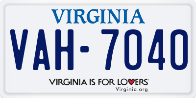 VA license plate VAH7040