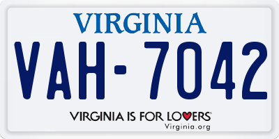 VA license plate VAH7042