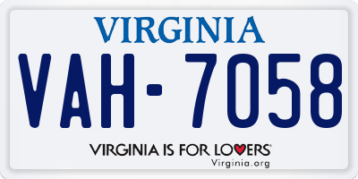 VA license plate VAH7058