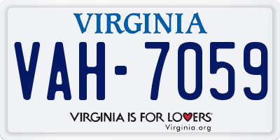 VA license plate VAH7059
