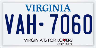 VA license plate VAH7060
