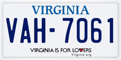 VA license plate VAH7061