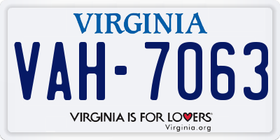 VA license plate VAH7063