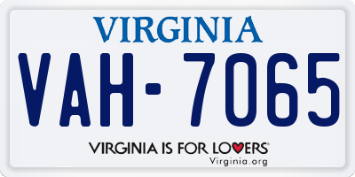 VA license plate VAH7065