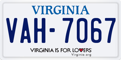 VA license plate VAH7067
