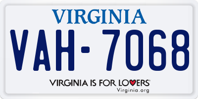 VA license plate VAH7068