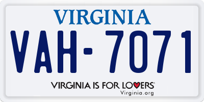 VA license plate VAH7071