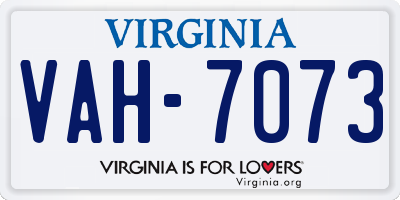 VA license plate VAH7073