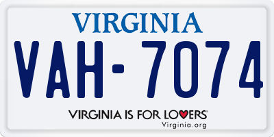 VA license plate VAH7074