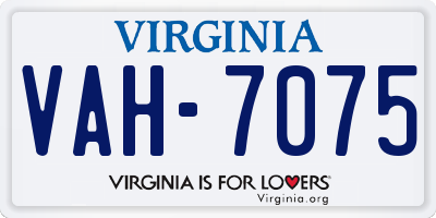 VA license plate VAH7075
