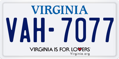 VA license plate VAH7077
