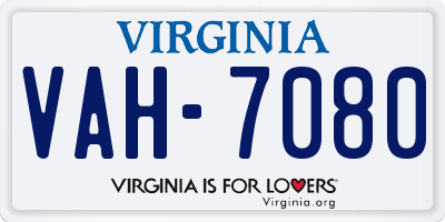 VA license plate VAH7080