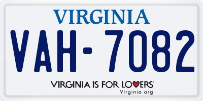 VA license plate VAH7082