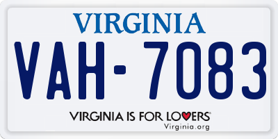 VA license plate VAH7083