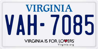 VA license plate VAH7085