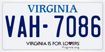 VA license plate VAH7086
