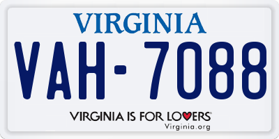 VA license plate VAH7088