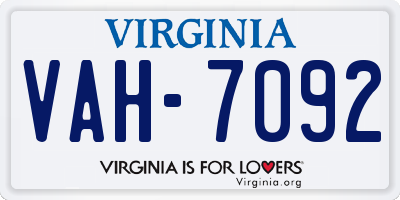 VA license plate VAH7092