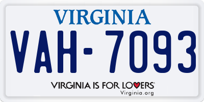 VA license plate VAH7093