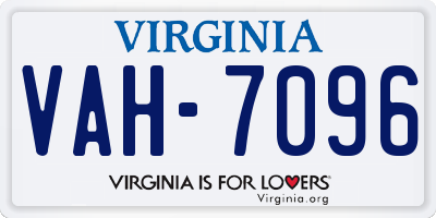 VA license plate VAH7096