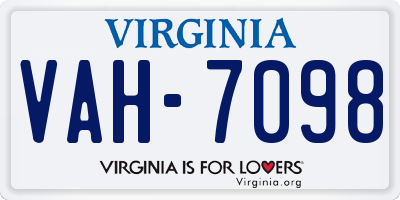 VA license plate VAH7098