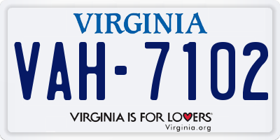 VA license plate VAH7102