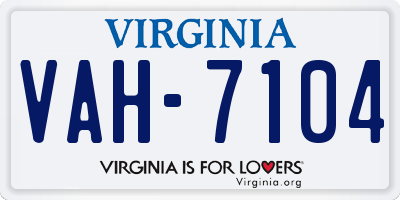 VA license plate VAH7104